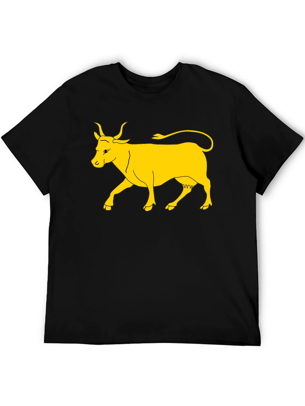 Black T-Shirt with Yellow Cow Graphic