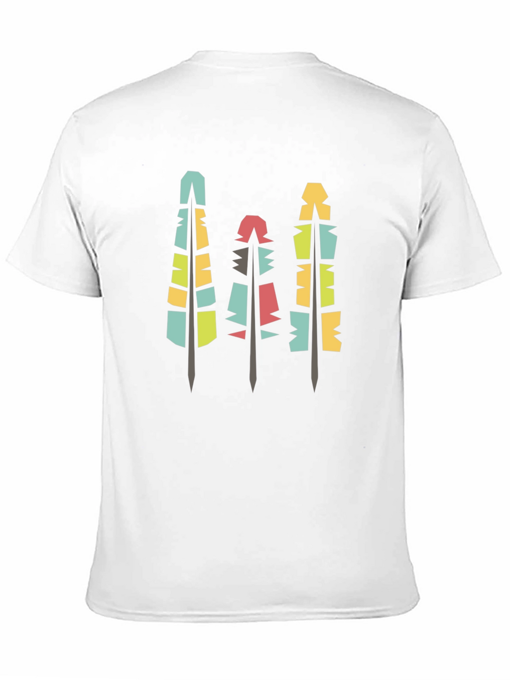 Modern Geometric Feathers Black T-Shirt