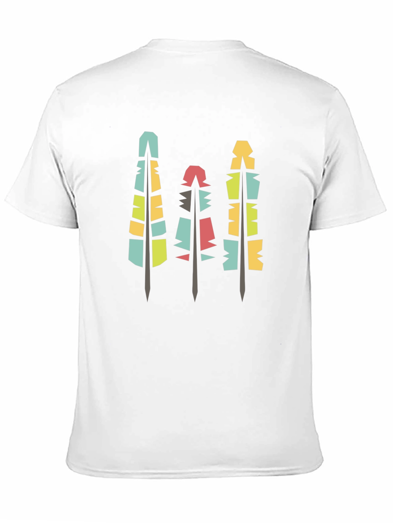 Modern Geometric Feathers Black T-Shirt