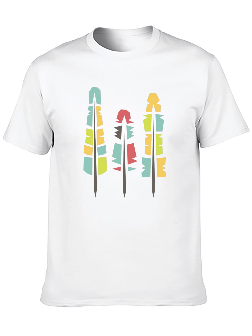 Modern Geometric Feathers Black T-Shirt