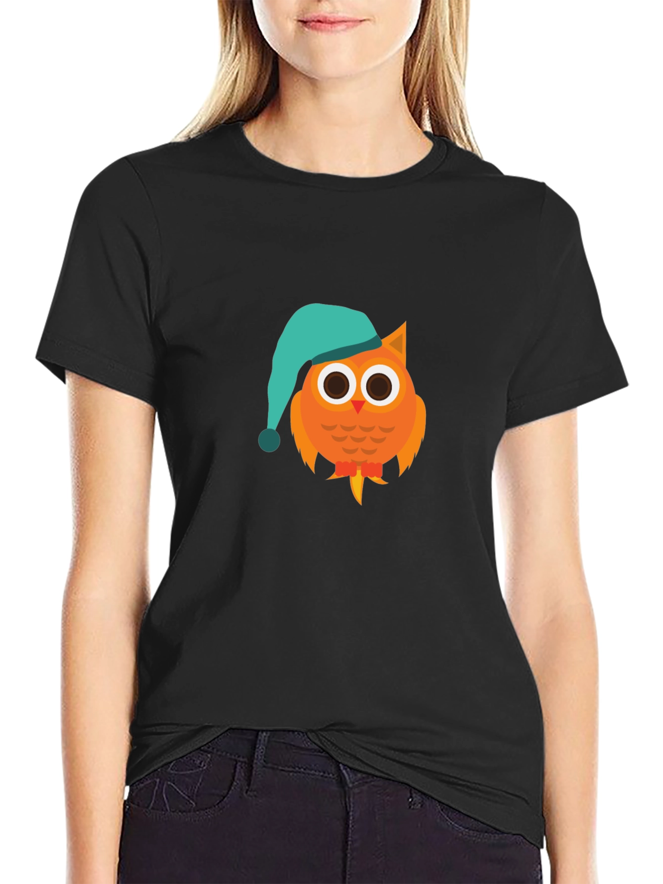 Owl Cartoon Graphic T-Shirt - Night Cap Design