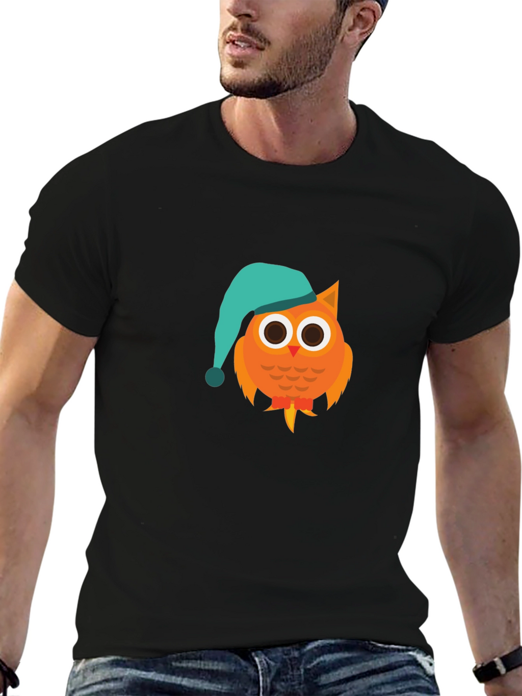 Owl Cartoon Graphic T-Shirt - Night Cap Design