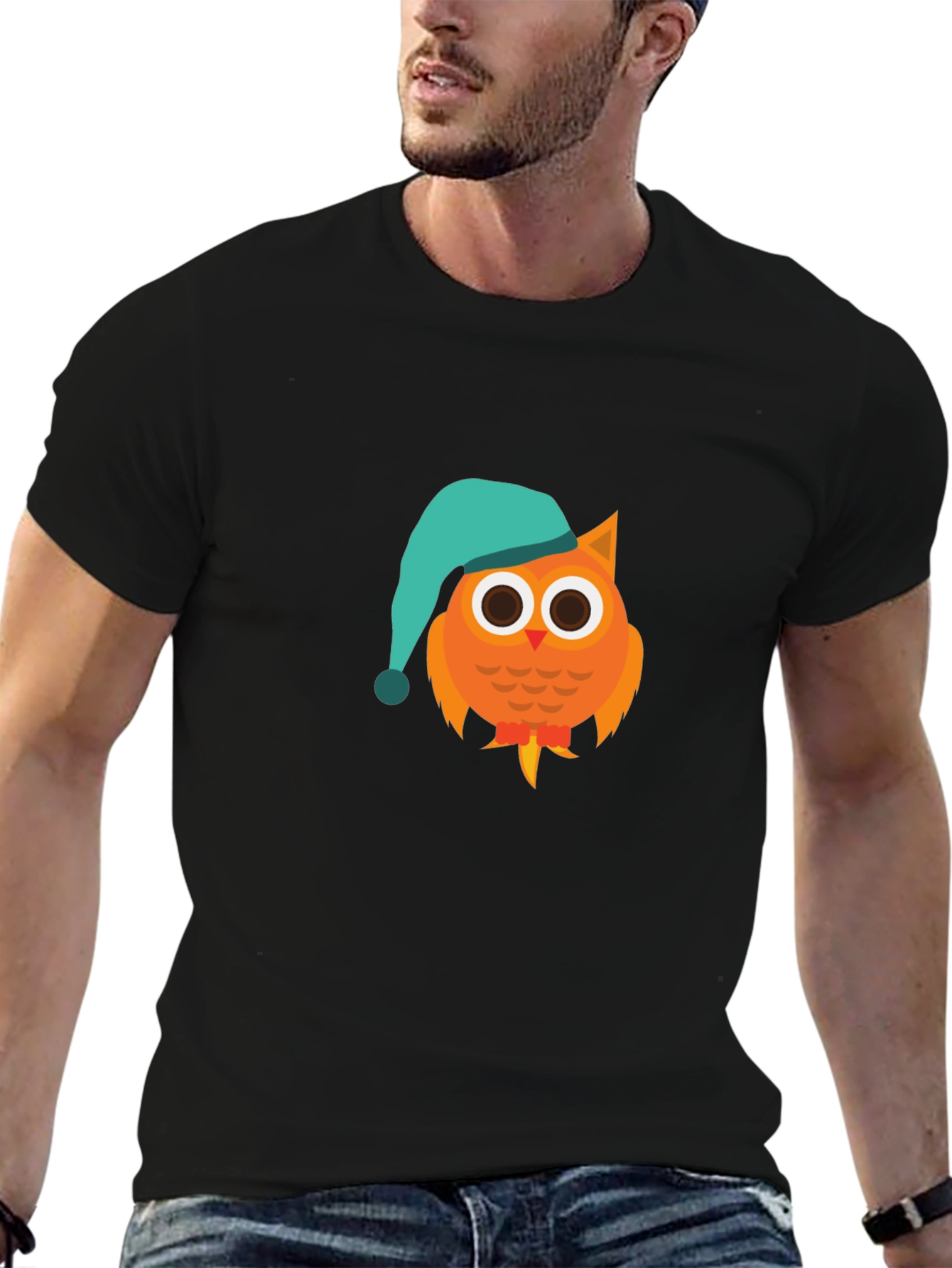 Owl Cartoon Graphic T-Shirt - Night Cap Design