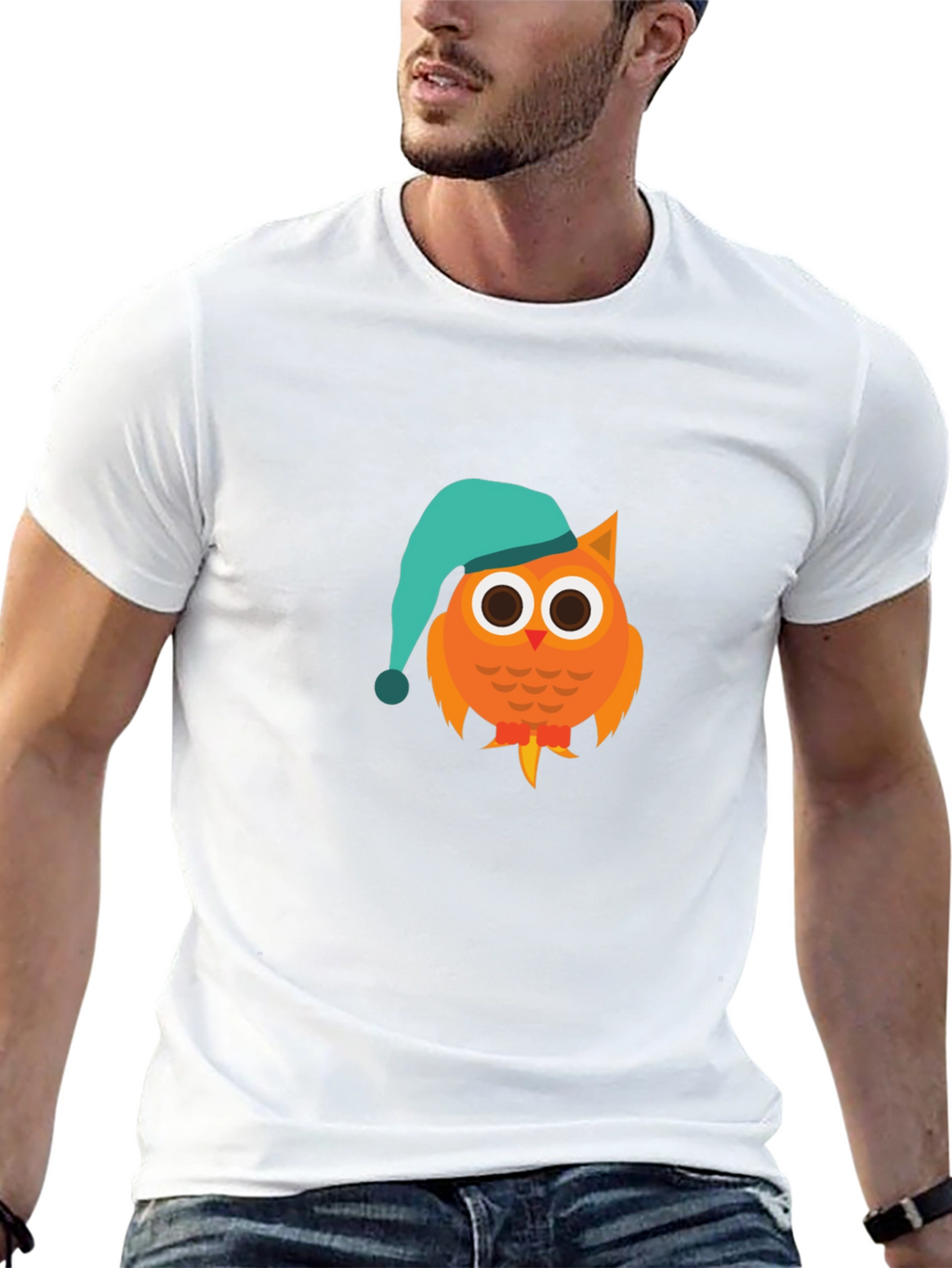 Owl Cartoon Graphic T-Shirt - Night Cap Design