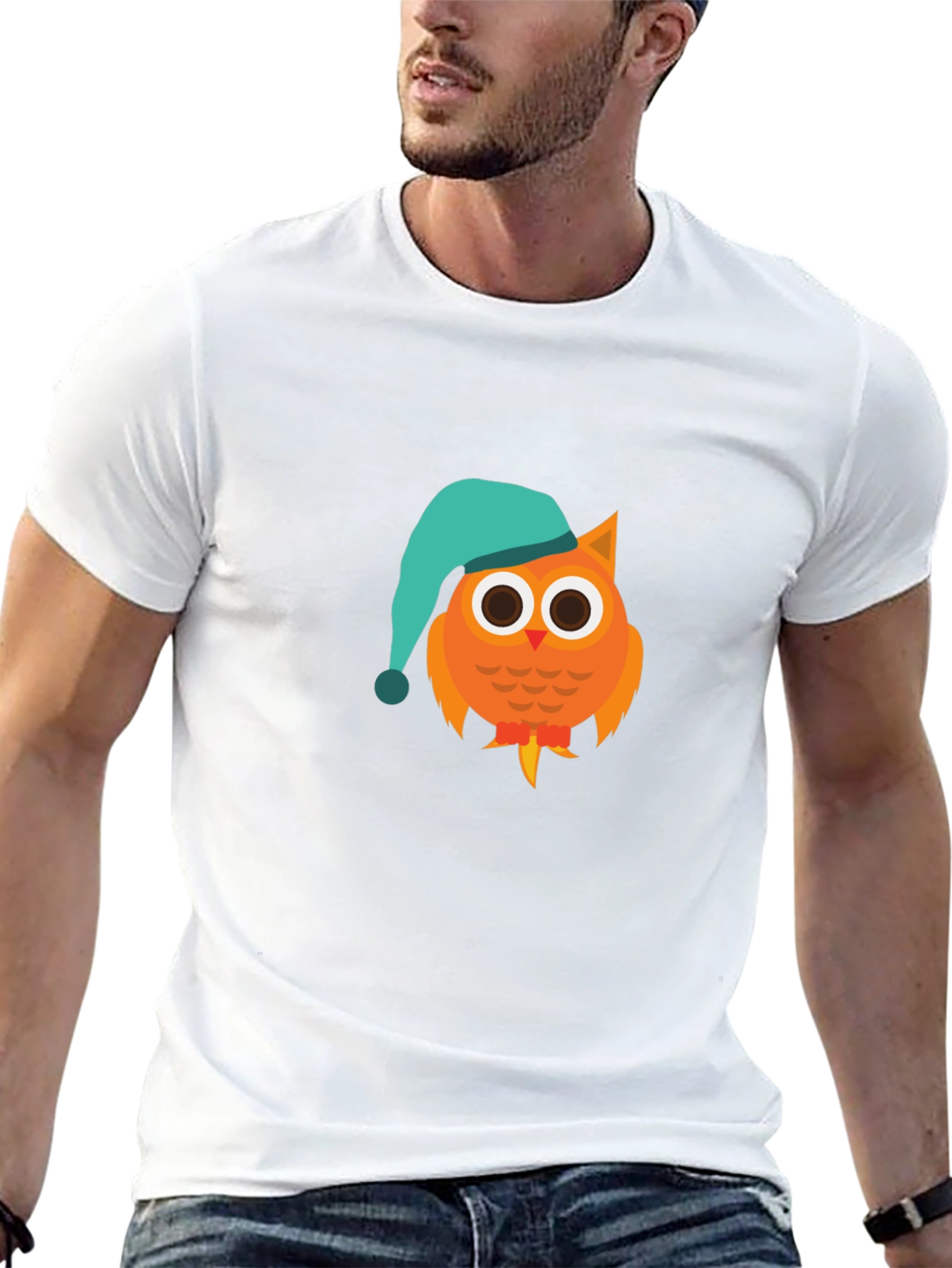 Owl Cartoon Graphic T-Shirt - Night Cap Design