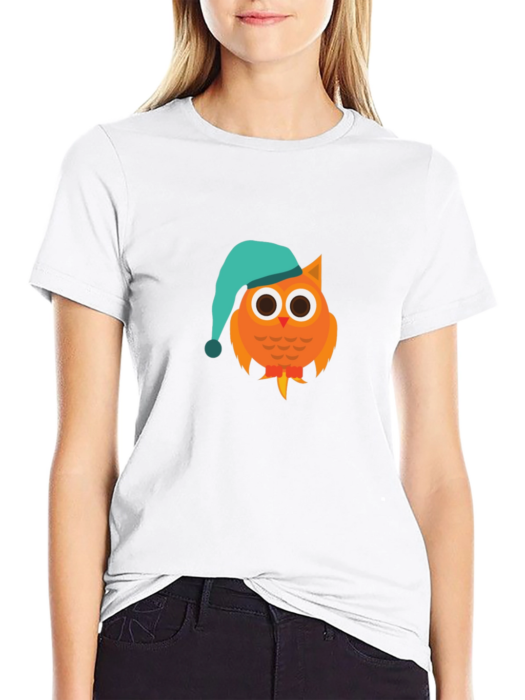 Owl Cartoon Graphic T-Shirt - Night Cap Design
