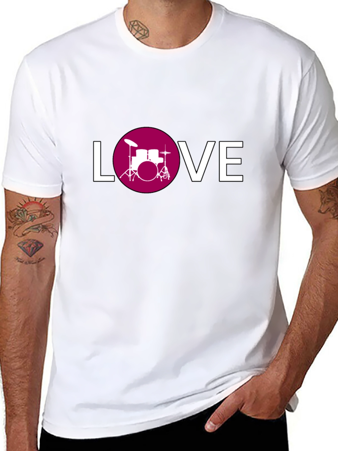 Drum Kit Love Graphic Tee - Black Cotton T-Shirt