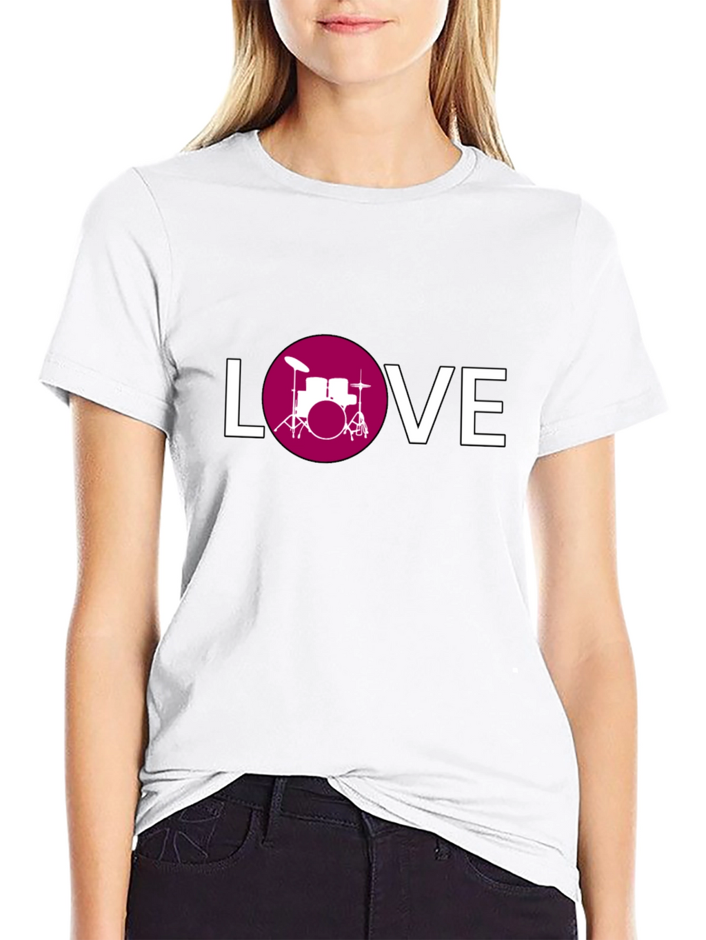 Drum Kit Love Graphic Tee - Black Cotton T-Shirt