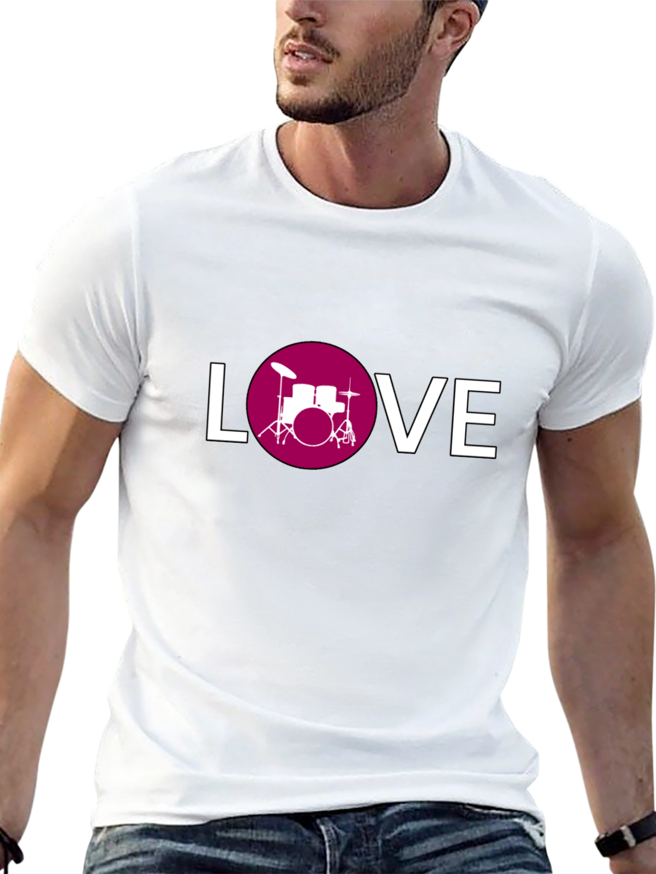 Drum Kit Love Graphic Tee - Black Cotton T-Shirt