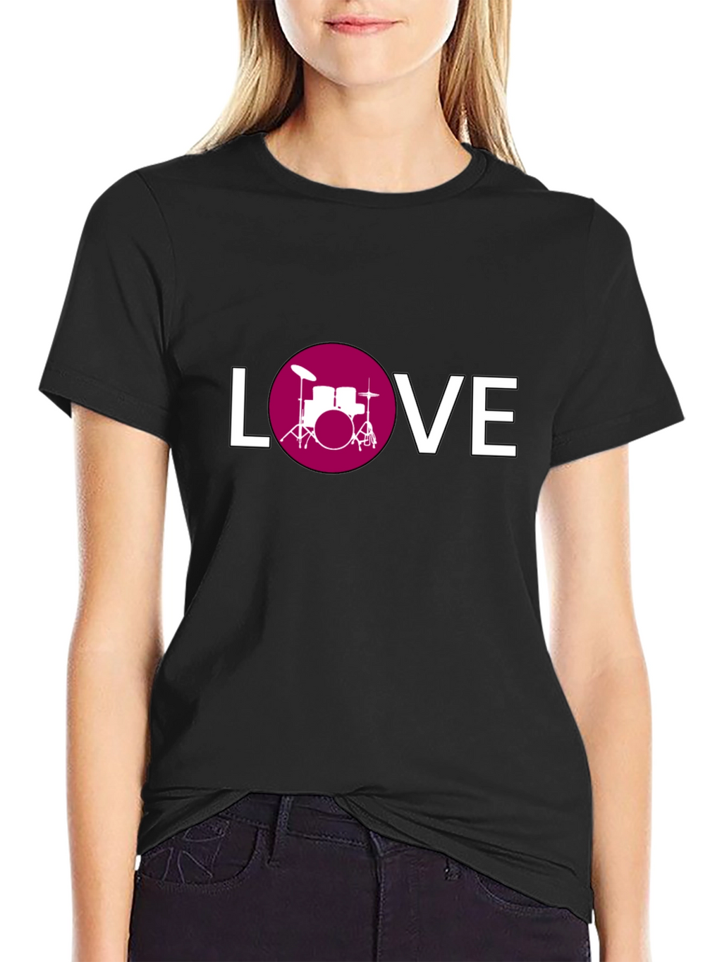 Drum Kit Love Graphic Tee - Black Cotton T-Shirt