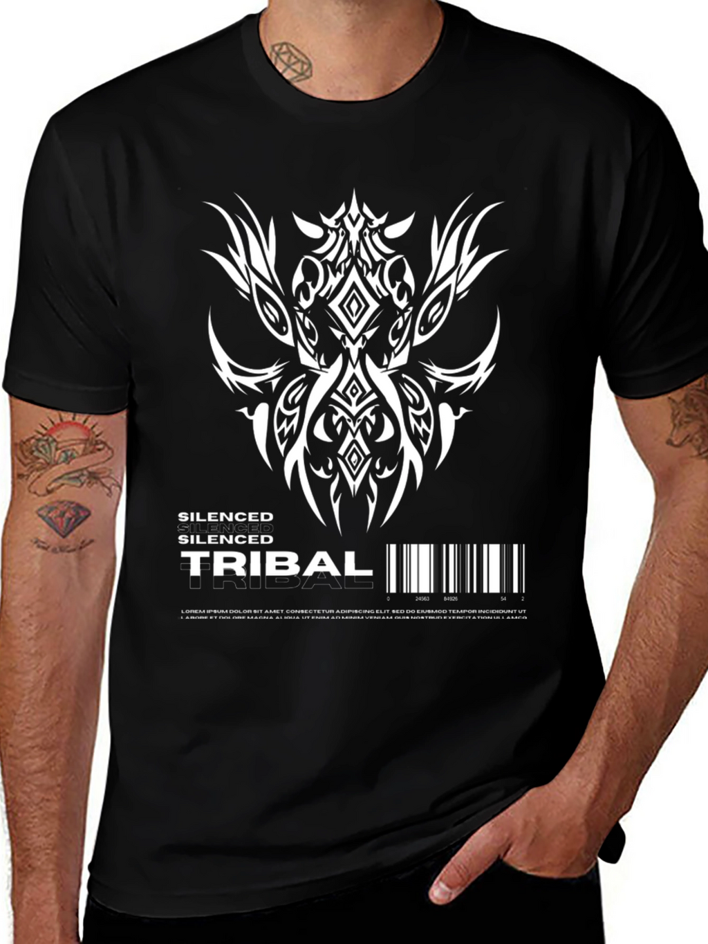 Silenced Tribal Graphic Tee - Black