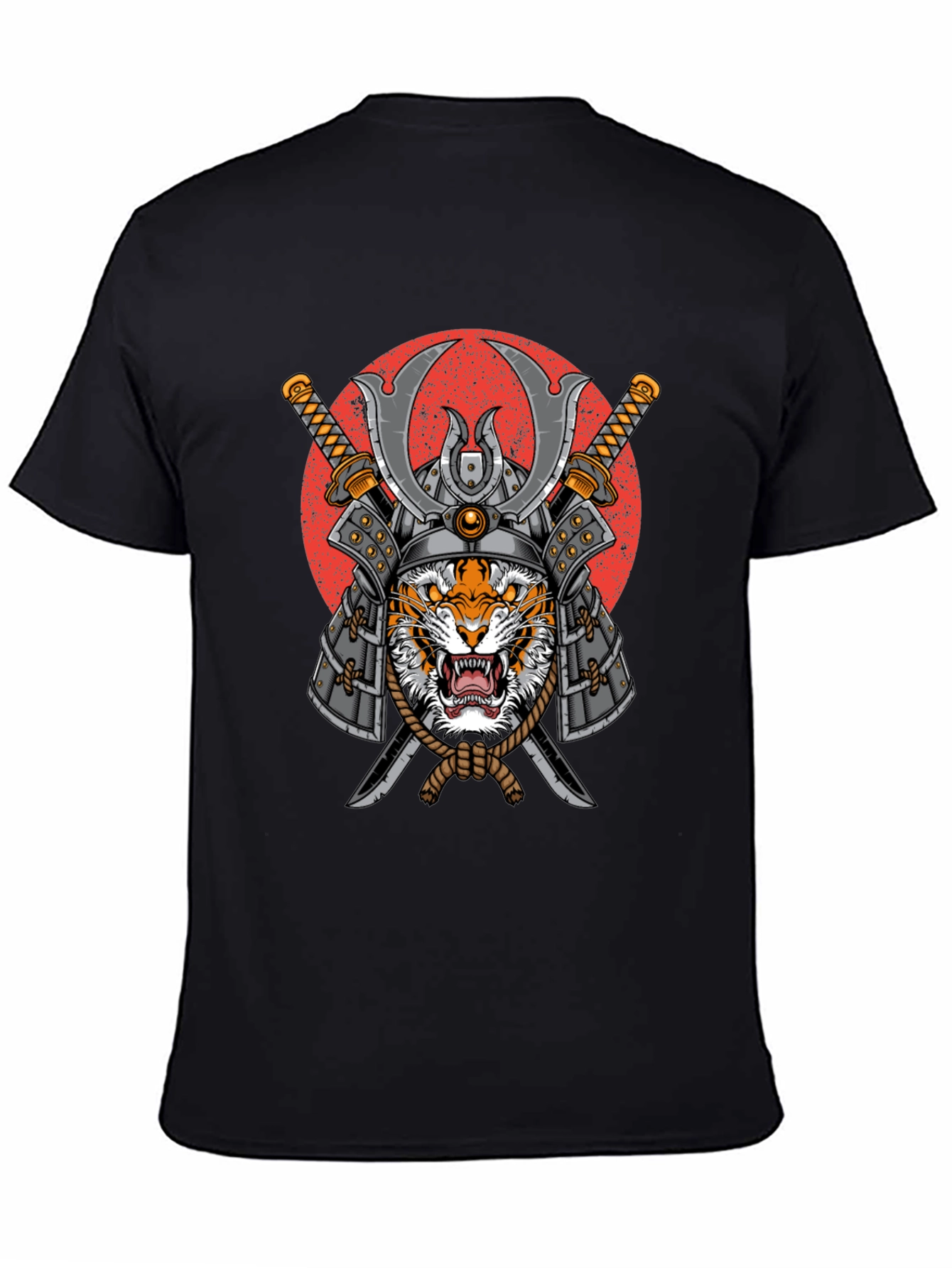 Samurai Tiger Graphic T-Shirt - Mens Black Tee