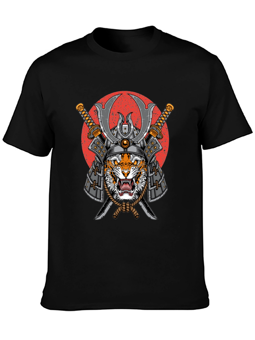 Samurai Tiger Graphic T-Shirt - Mens Black Tee