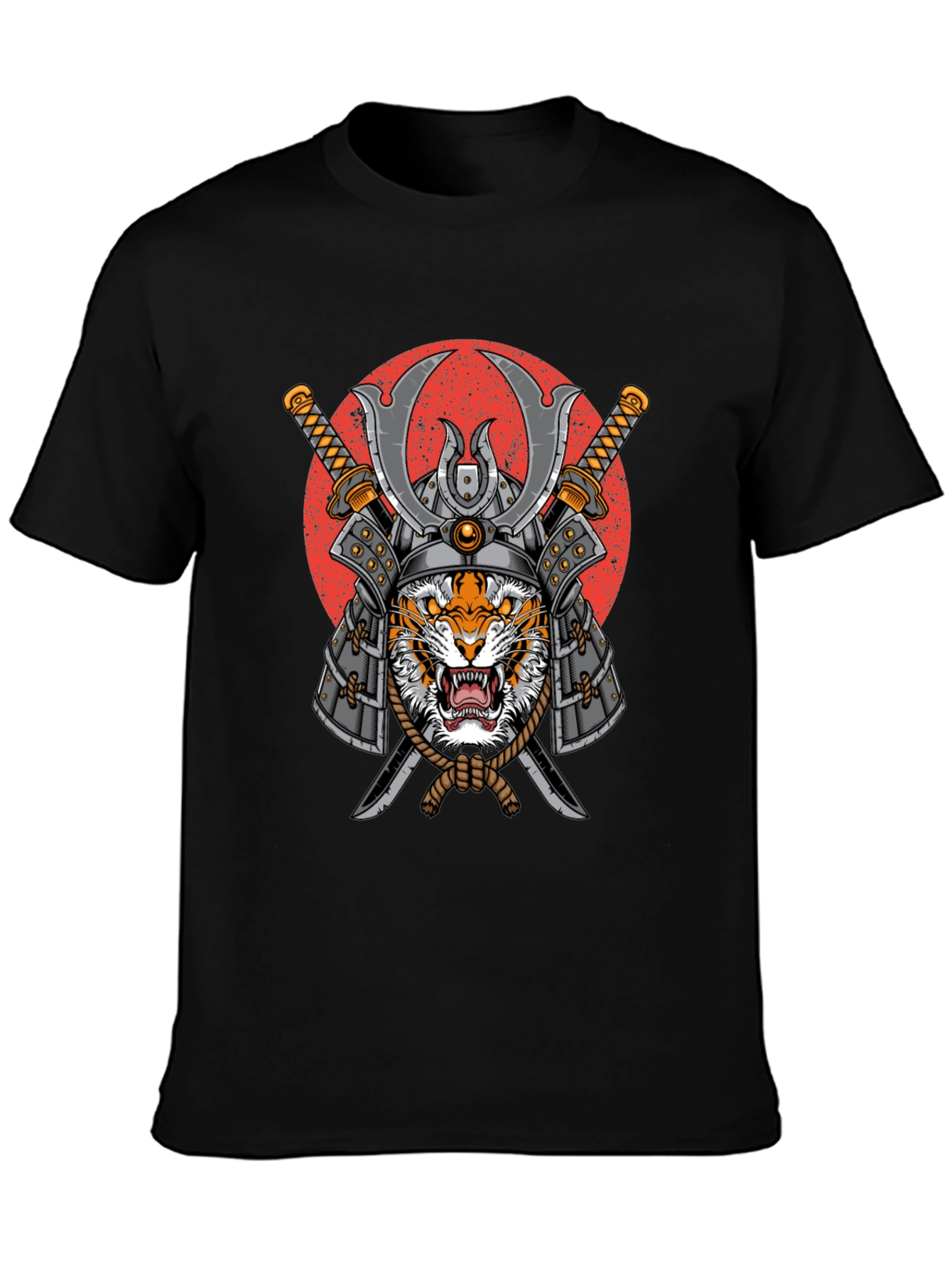 Samurai Tiger Graphic T-Shirt - Mens Black Tee