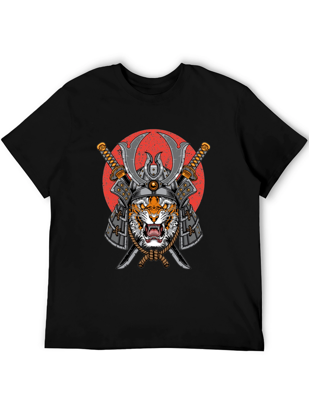 Samurai Tiger Graphic T-Shirt - Mens Black Tee
