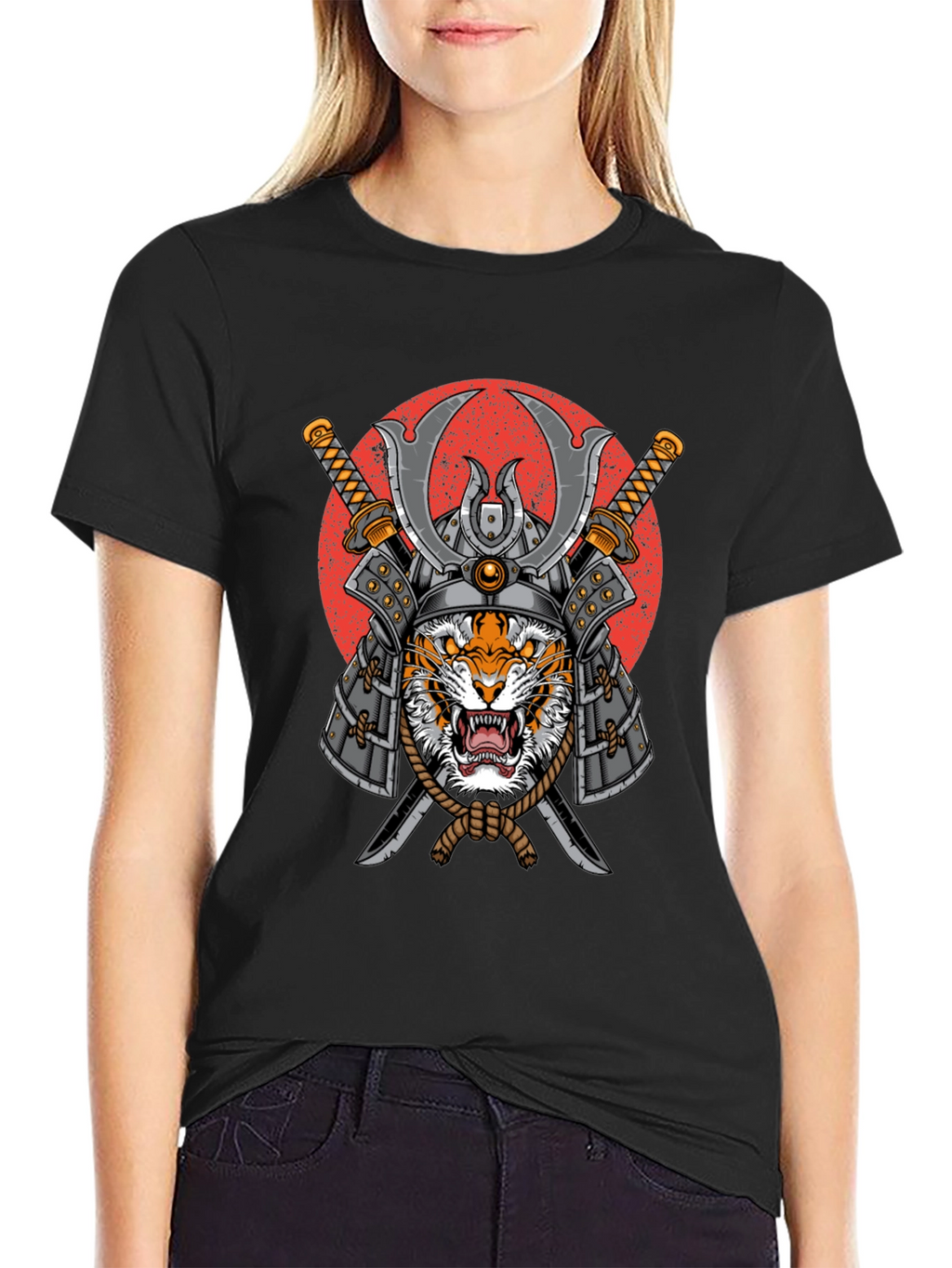 Samurai Tiger Graphic T-Shirt - Mens Black Tee