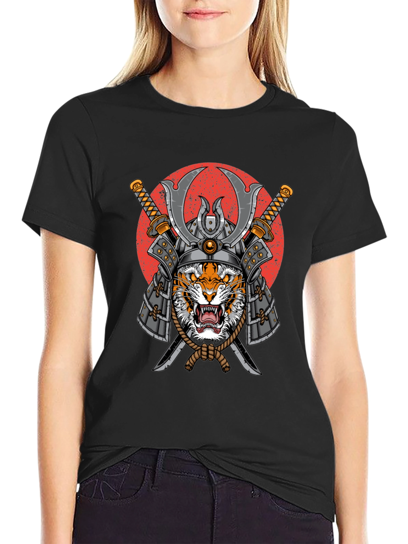 Samurai Tiger Graphic T-Shirt - Mens Black Tee