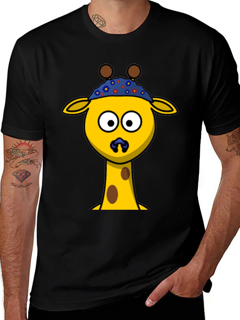 Cartoon Giraffe T-Shirt - Novelty Graphic Tee