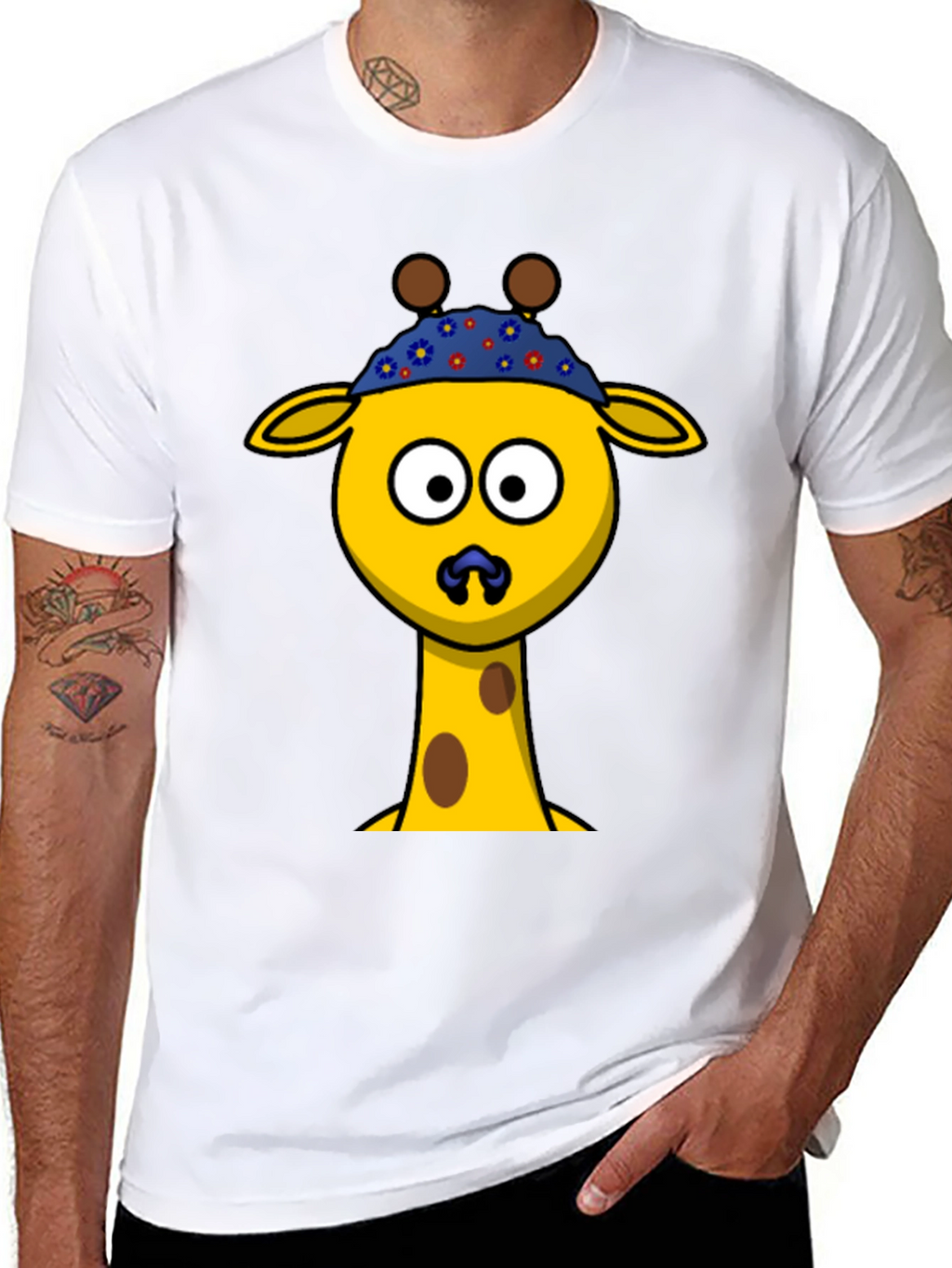 Cartoon Giraffe T-Shirt - Novelty Graphic Tee