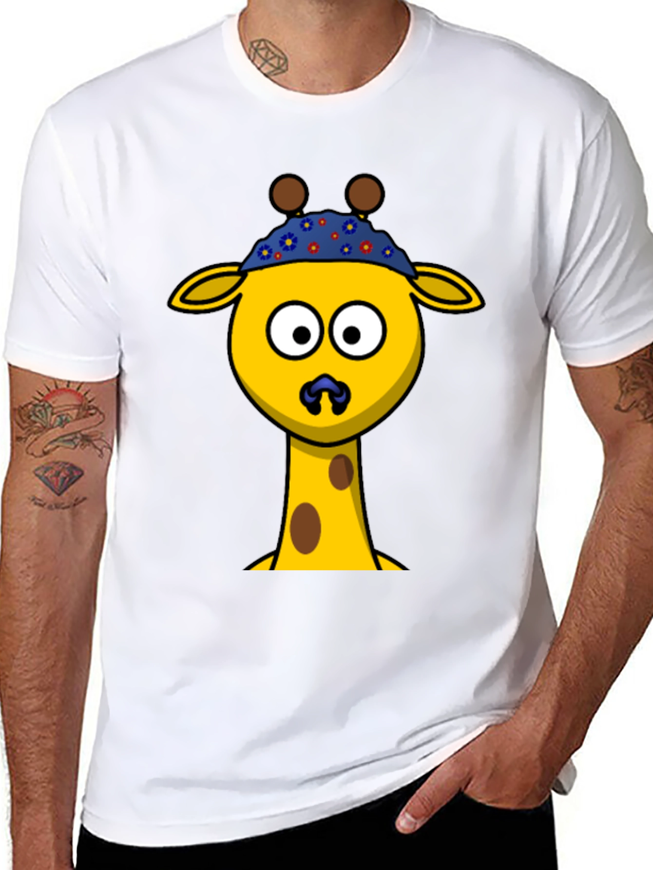 Cartoon Giraffe T-Shirt - Novelty Graphic Tee
