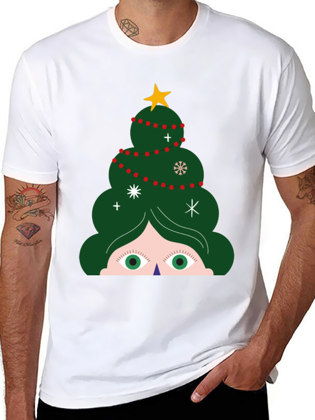 Festive Christmas Tree Peeking T-Shirt - Holiday Fun!