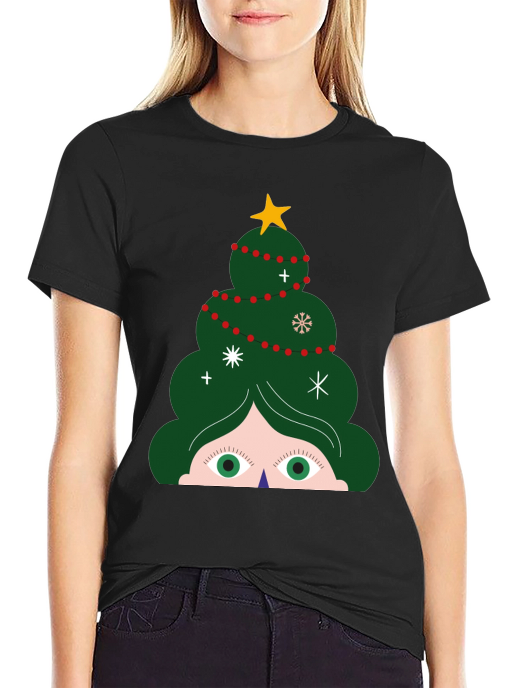 Festive Christmas Tree Peeking T-Shirt - Holiday Fun!