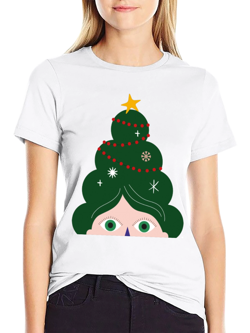 Festive Christmas Tree Peeking T-Shirt - Holiday Fun!