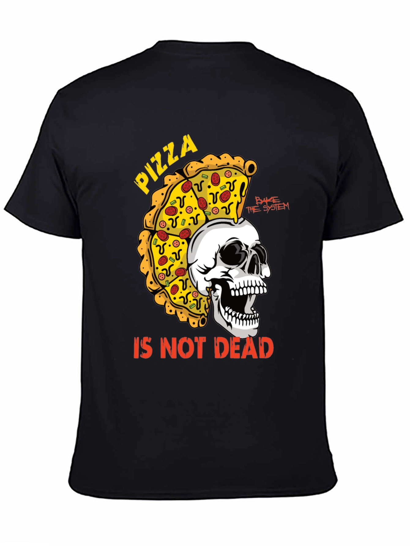 Pizza Is Not Dead T-Shirt - Skull & Pizza Design