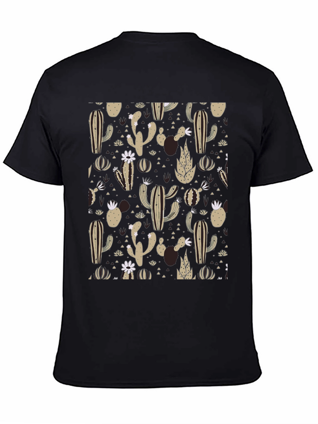 Cactus Pattern Black T-Shirt