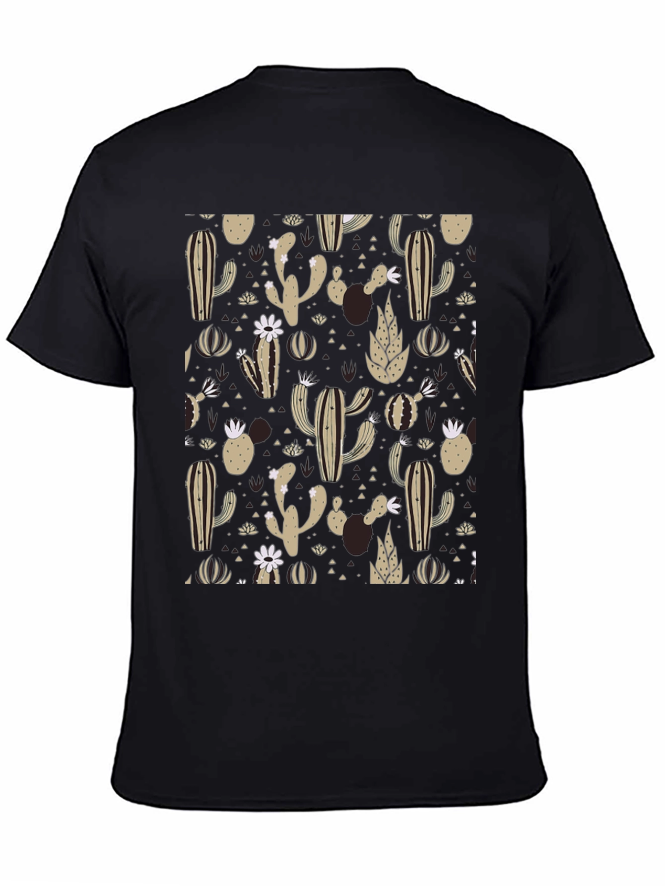 Cactus Pattern Black T-Shirt