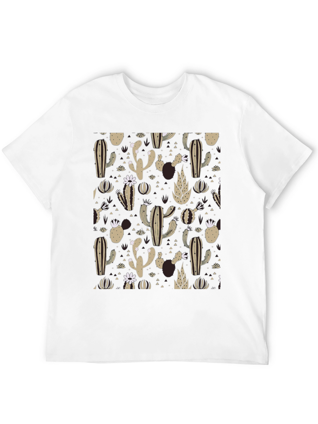Cactus Pattern Black T-Shirt
