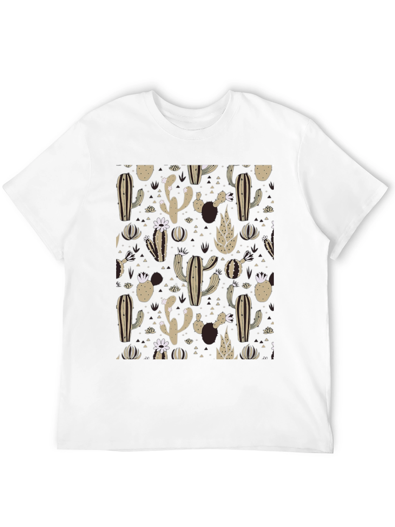 Cactus Pattern Black T-Shirt