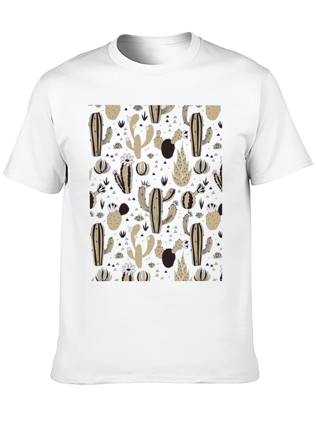 Cactus Pattern Black T-Shirt