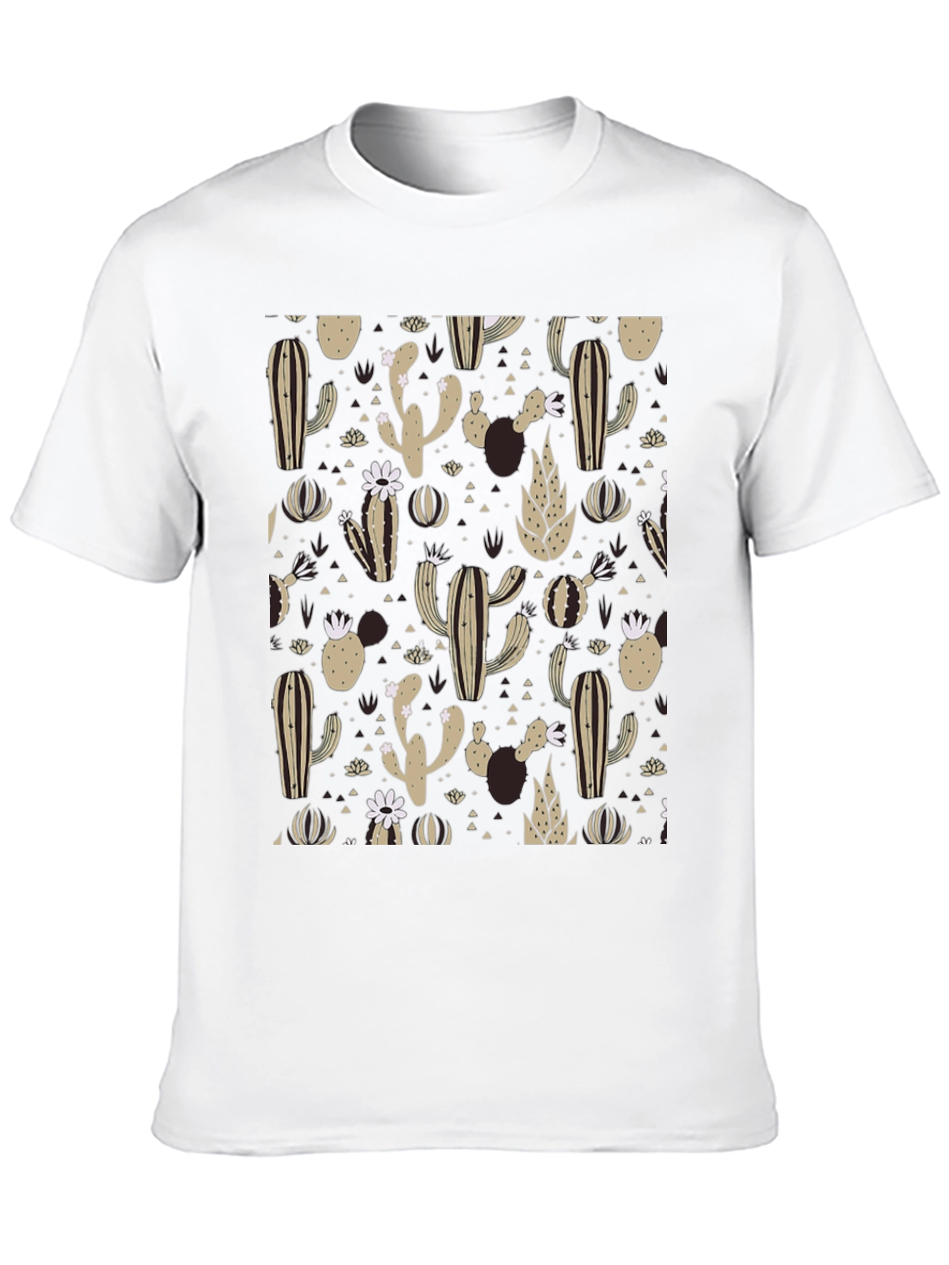 Cactus Pattern Black T-Shirt