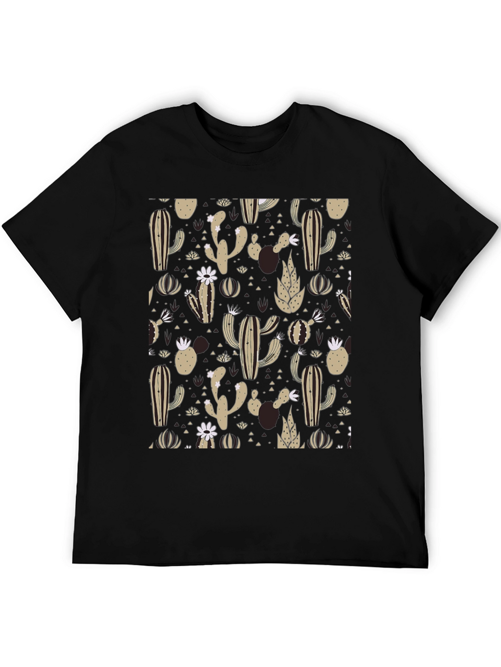 Cactus Pattern Black T-Shirt