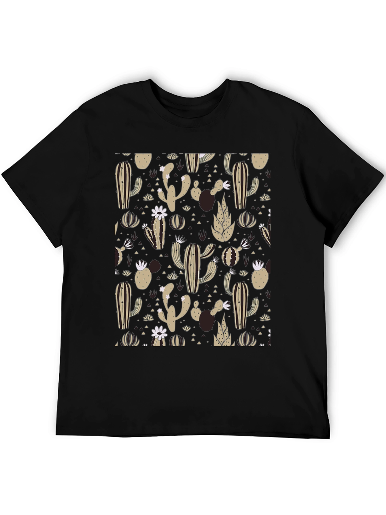 Cactus Pattern Black T-Shirt