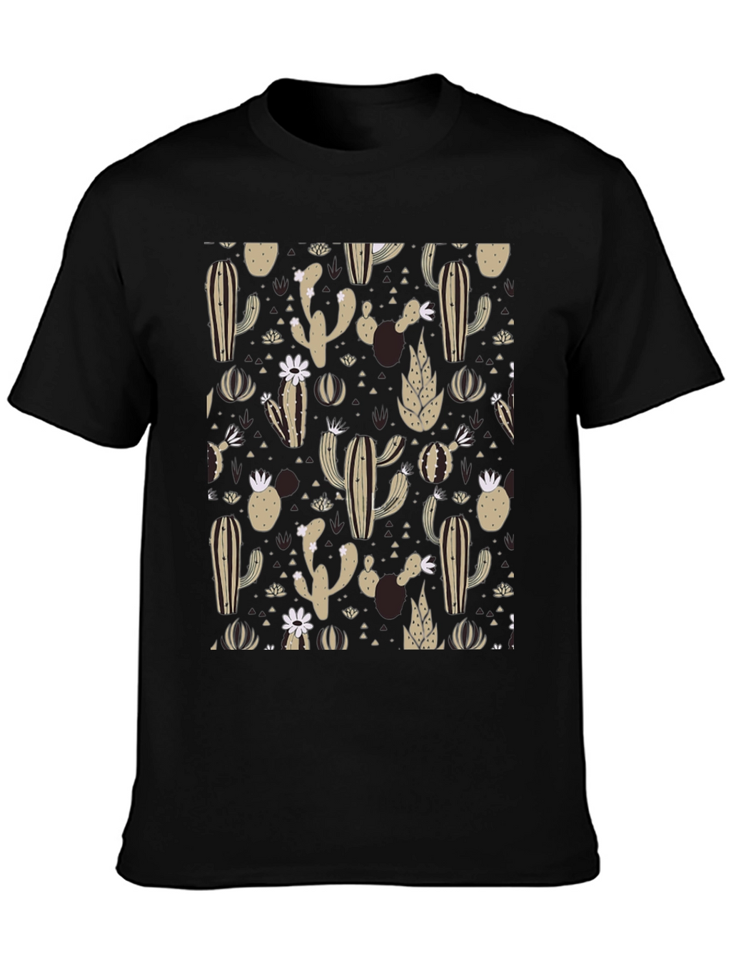 Cactus Pattern Black T-Shirt