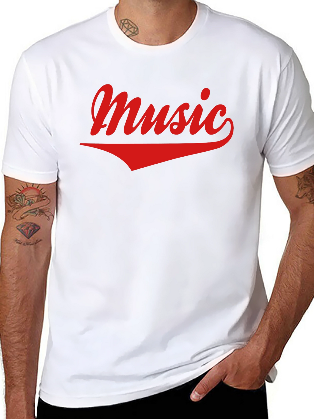 Music Graphic Tee - Casual Black Cotton T-Shirt