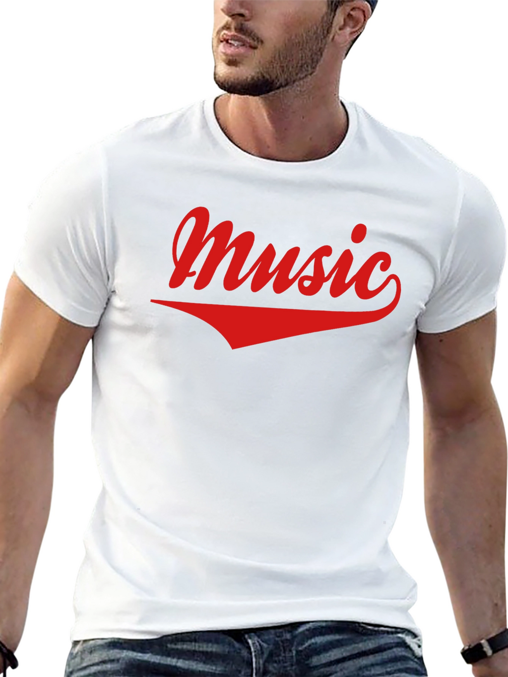 Music Graphic Tee - Casual Black Cotton T-Shirt