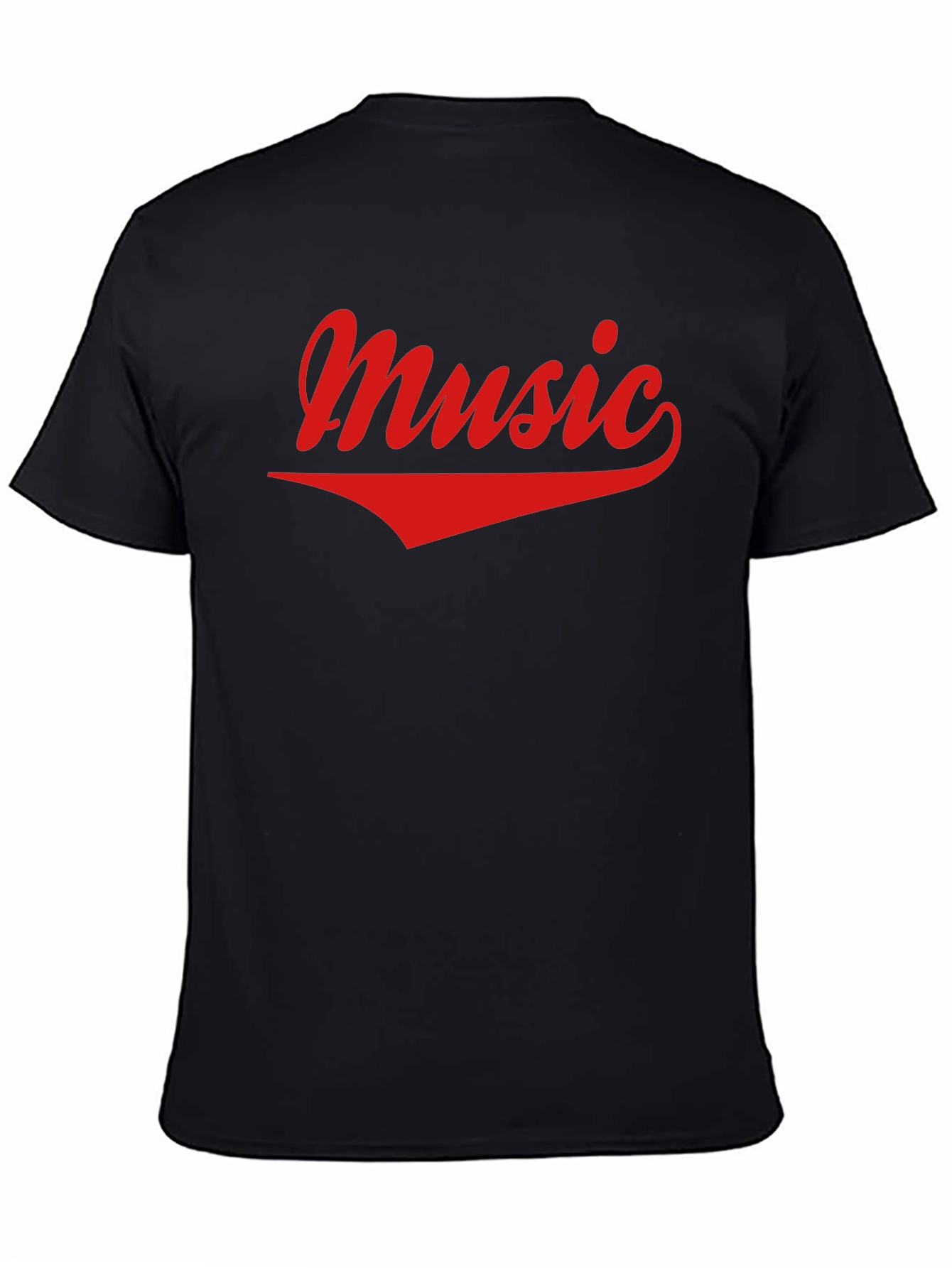 Music Graphic Tee - Casual Black Cotton T-Shirt
