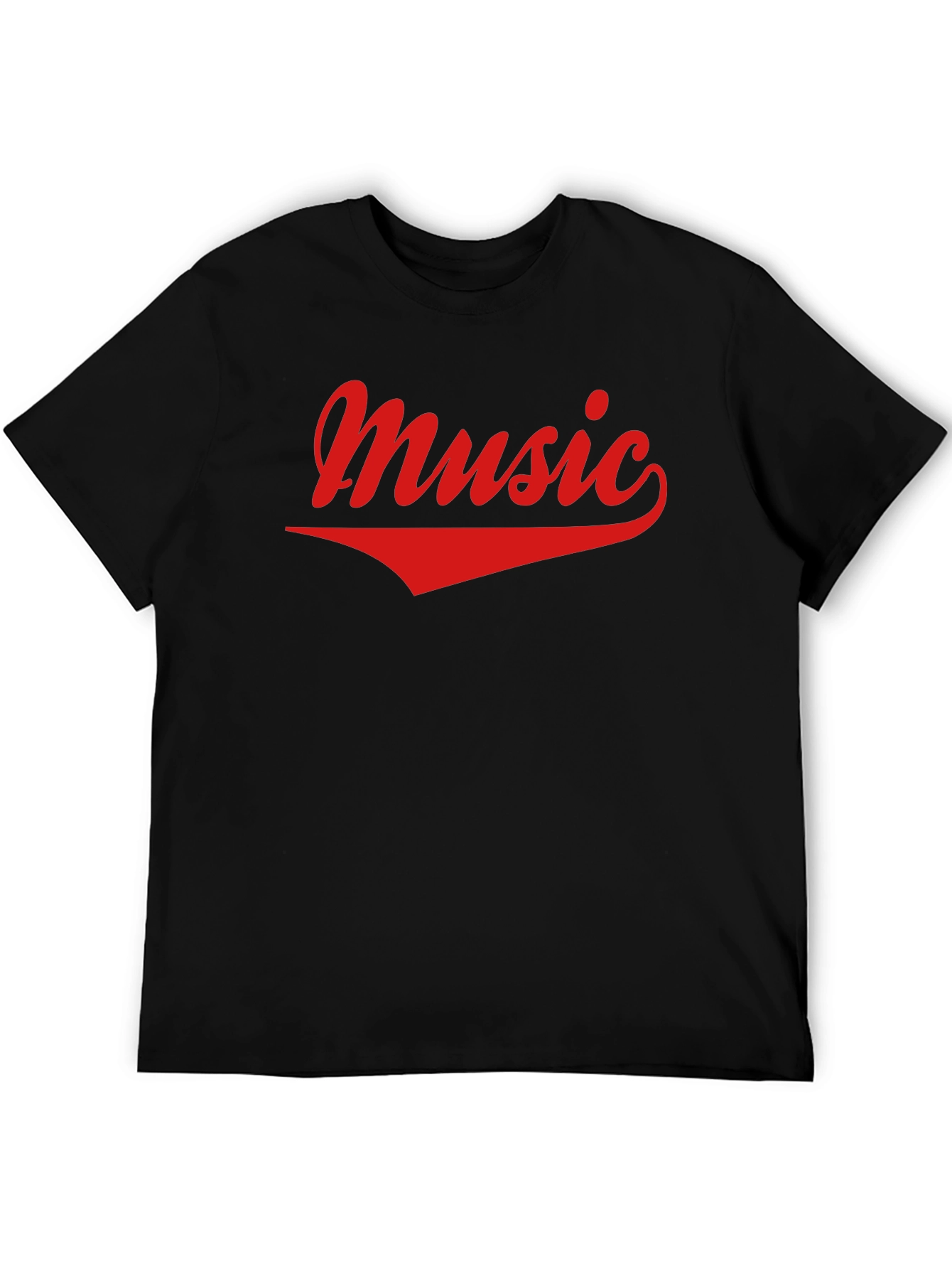 Music Graphic Tee - Casual Black Cotton T-Shirt