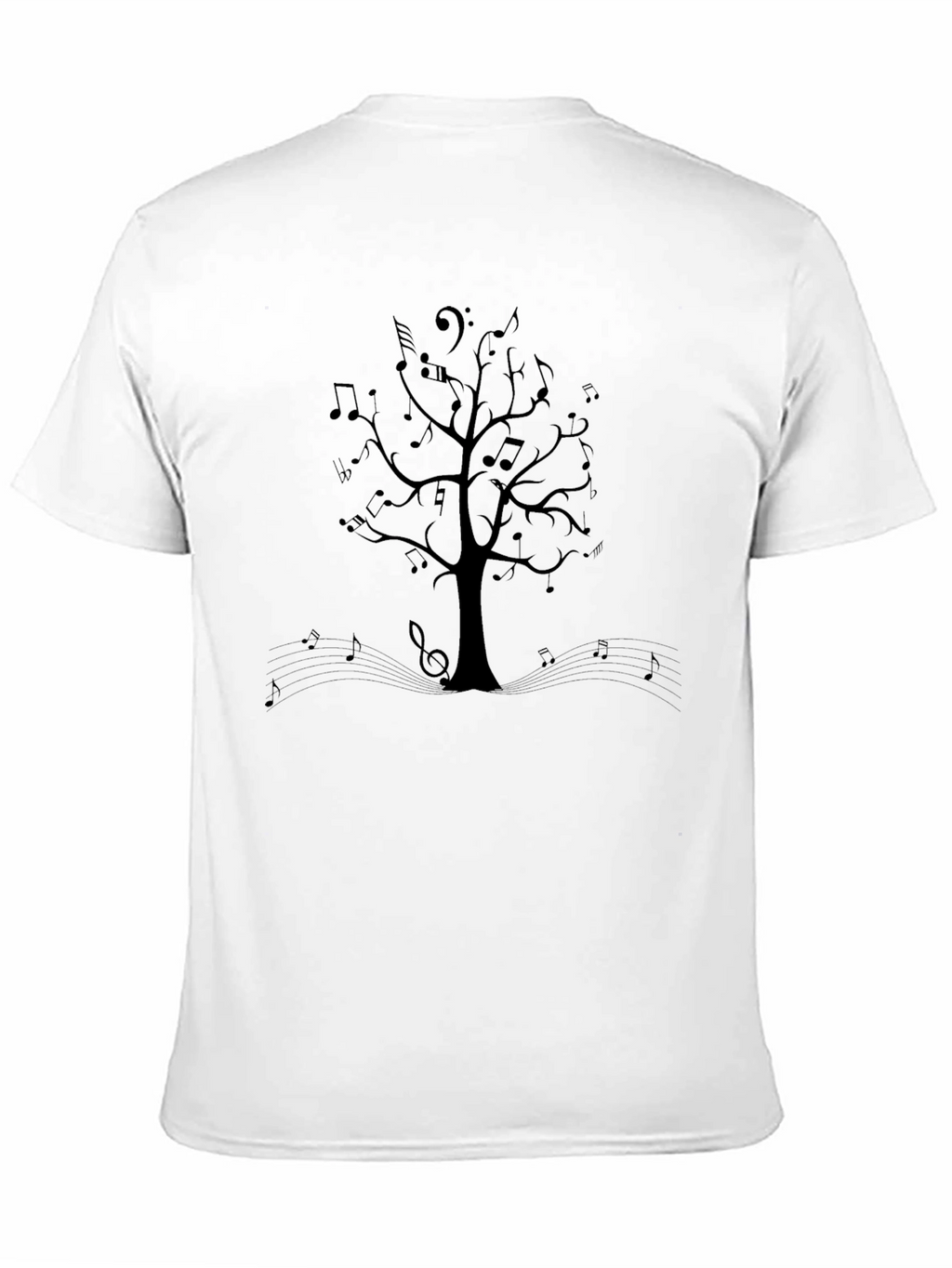 Musical Tree Graphic Tee - Black Cotton T-Shirt
