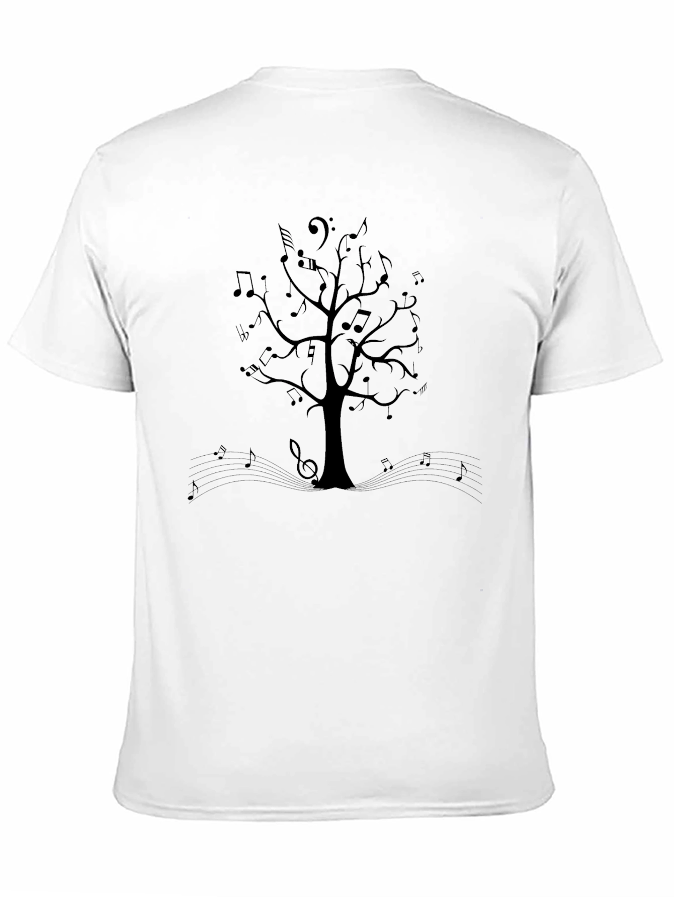 Musical Tree Graphic Tee - Black Cotton T-Shirt