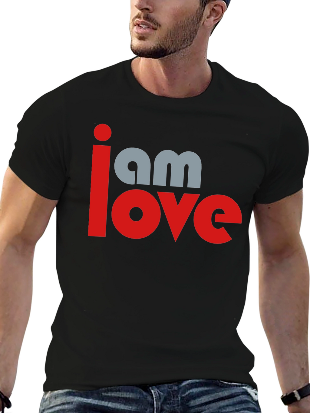 I am Love Graphic Print Black T-Shirt