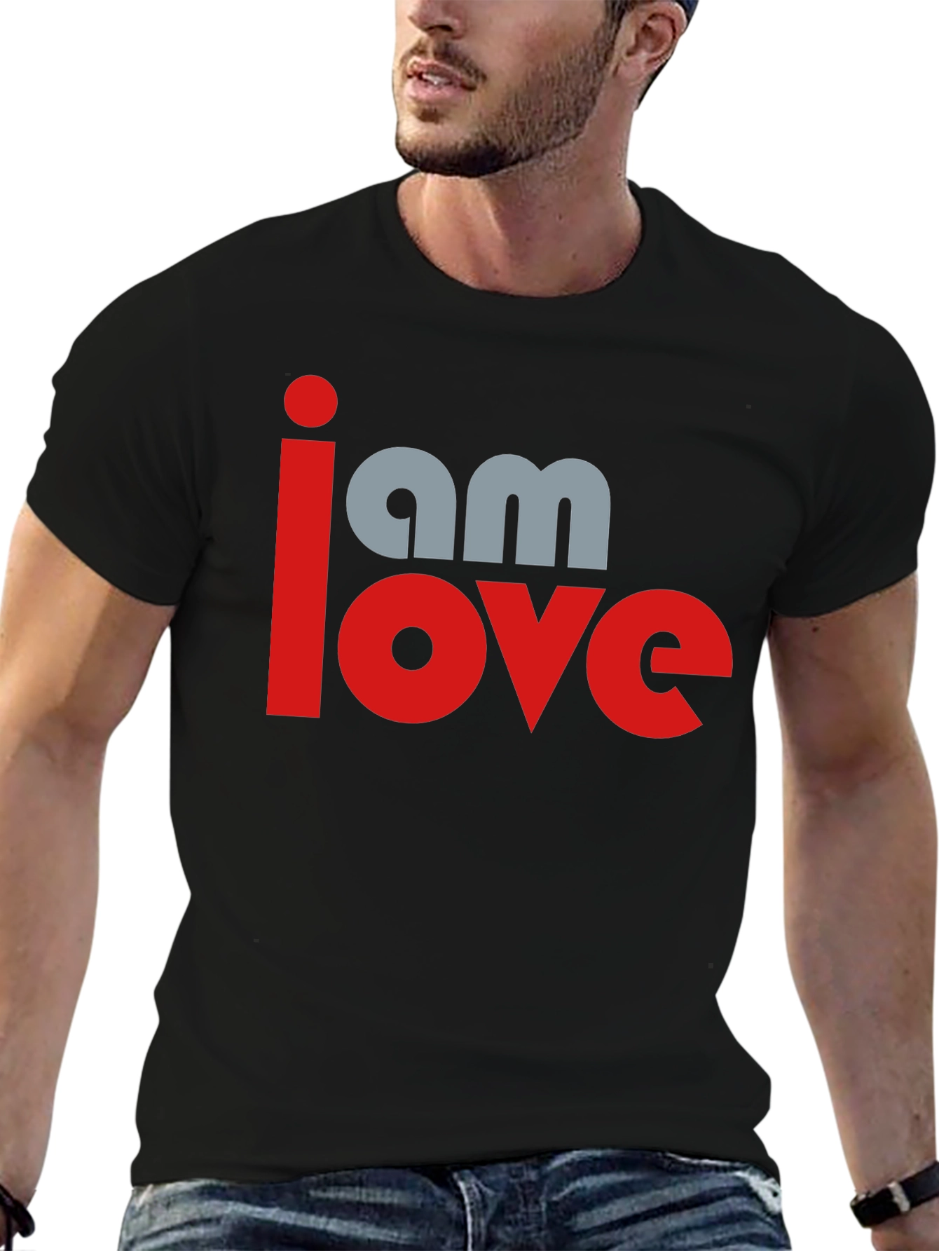 I am Love Graphic Print Black T-Shirt