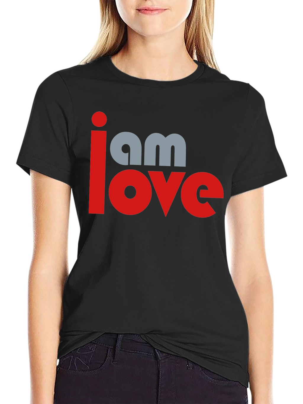 I am Love Graphic Print Black T-Shirt
