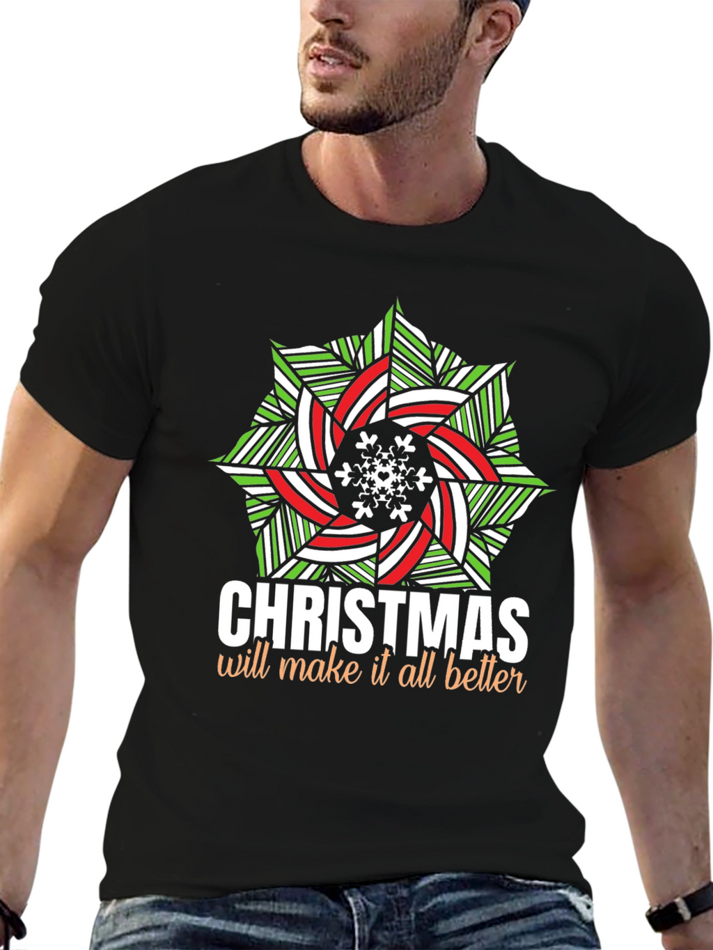 Christmas Snowflake Graphic Tee - Holiday Cheer Shirt