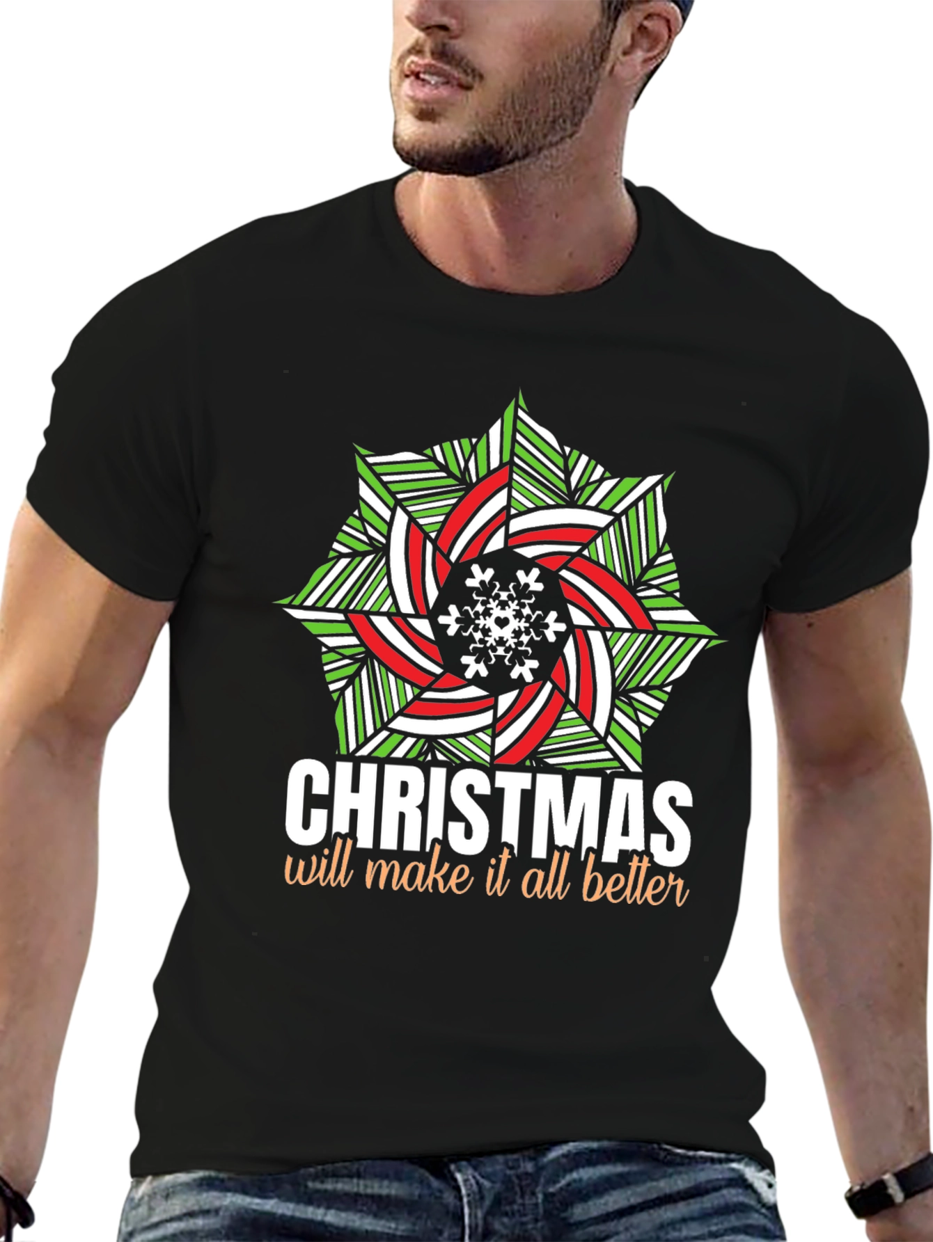 Christmas Snowflake Graphic Tee - Holiday Cheer Shirt