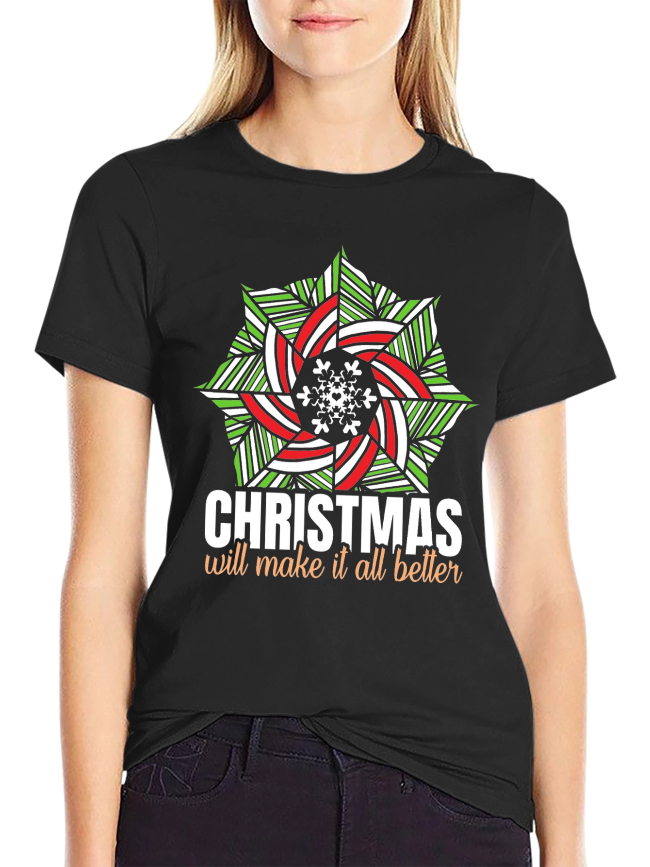 Christmas Snowflake Graphic Tee - Holiday Cheer Shirt