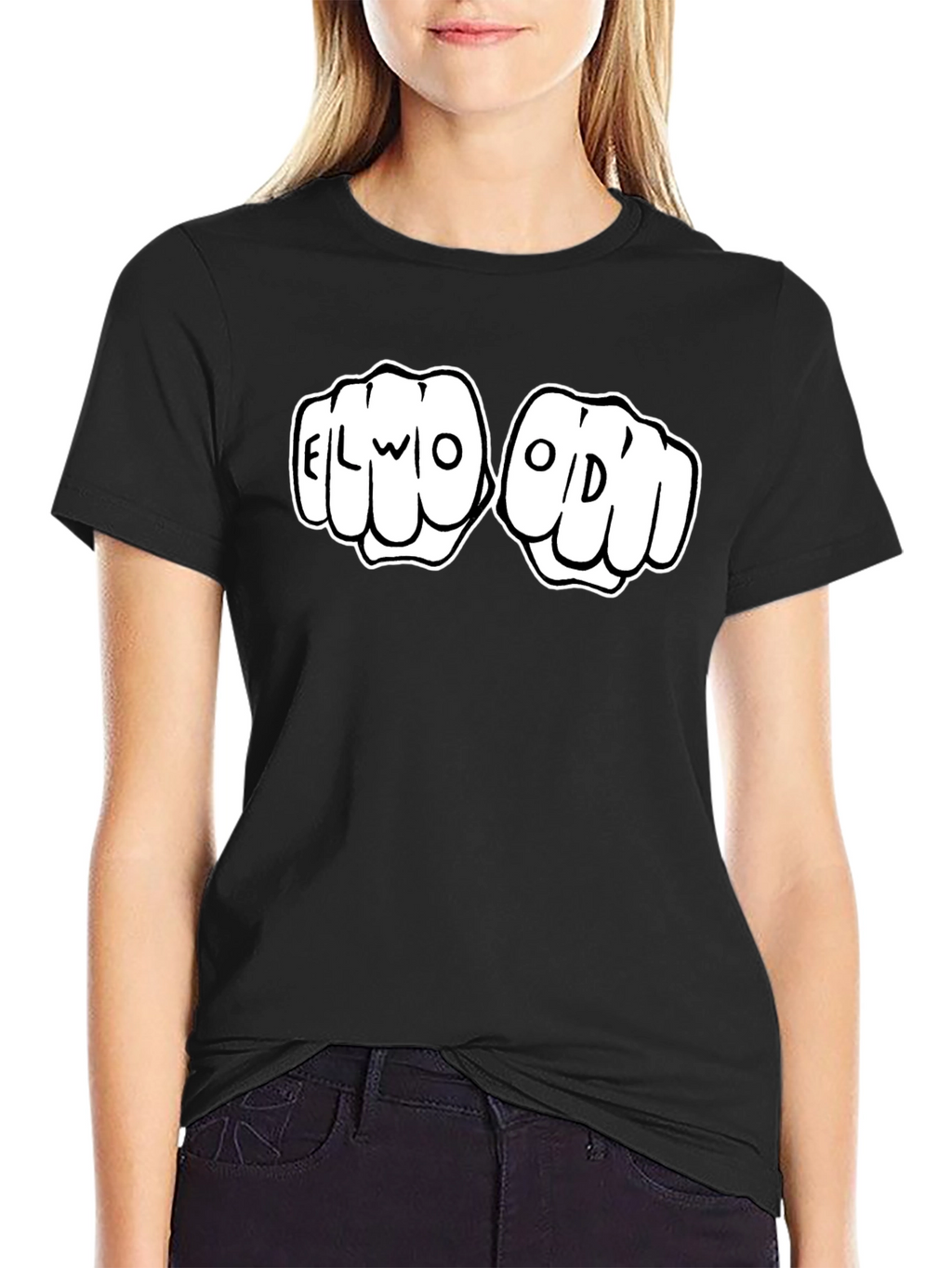 Elwood Fist Bump Graphic Tee - Black Cotton T-Shirt